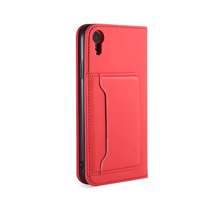 Carteira de Couro Sintético com Toque de Silicone Líquido e Suporte para iPhone XR 6.1 polegadas - Vermelho