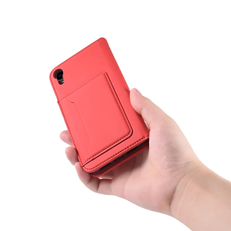 Carteira de Couro Sintético com Toque de Silicone Líquido e Suporte para iPhone XR 6.1 polegadas - Vermelho