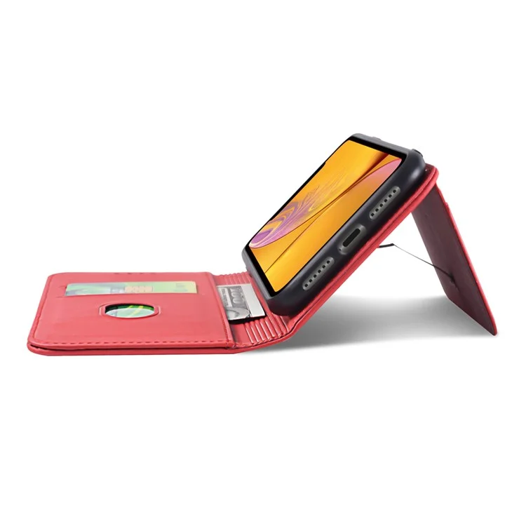 Carteira de Couro Sintético com Toque de Silicone Líquido e Suporte para iPhone XR 6.1 polegadas - Vermelho