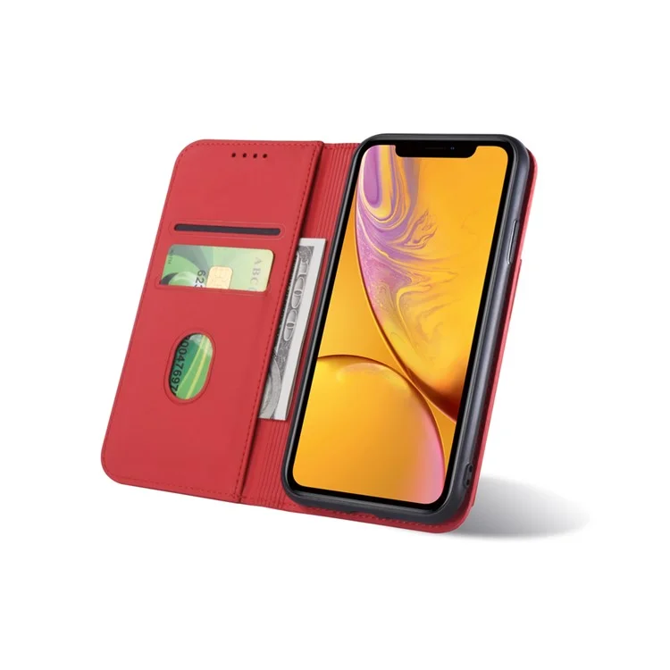 Carteira de Couro Sintético com Toque de Silicone Líquido e Suporte para iPhone XR 6.1 polegadas - Vermelho