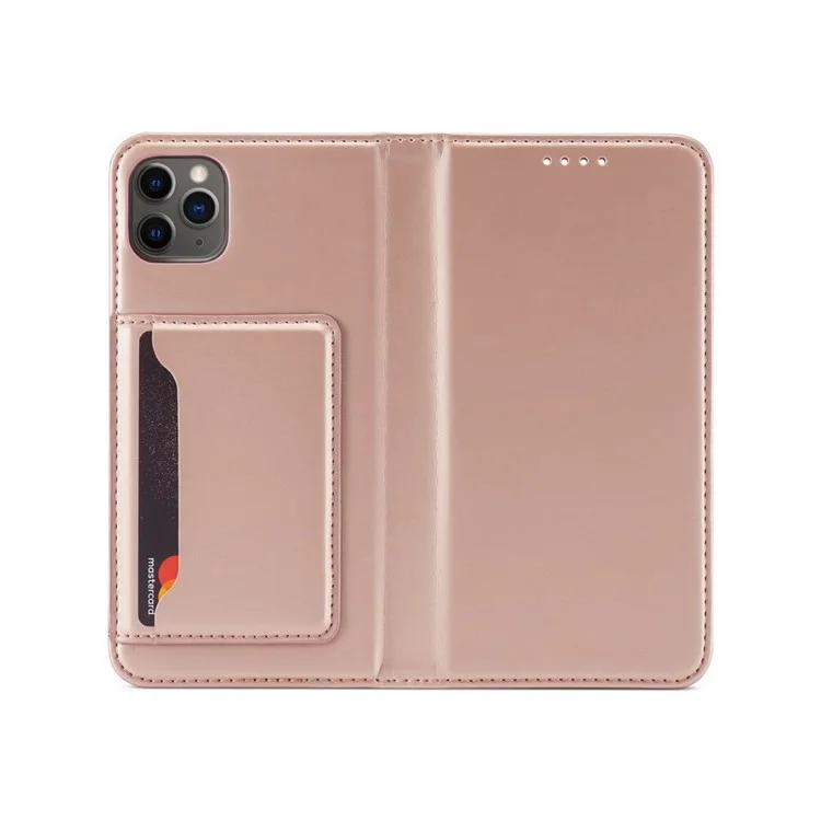 Liquid Silicone Touch Leather Wallet Stand Case for iPhone 11 Pro 5.8 inch - Rose Gold