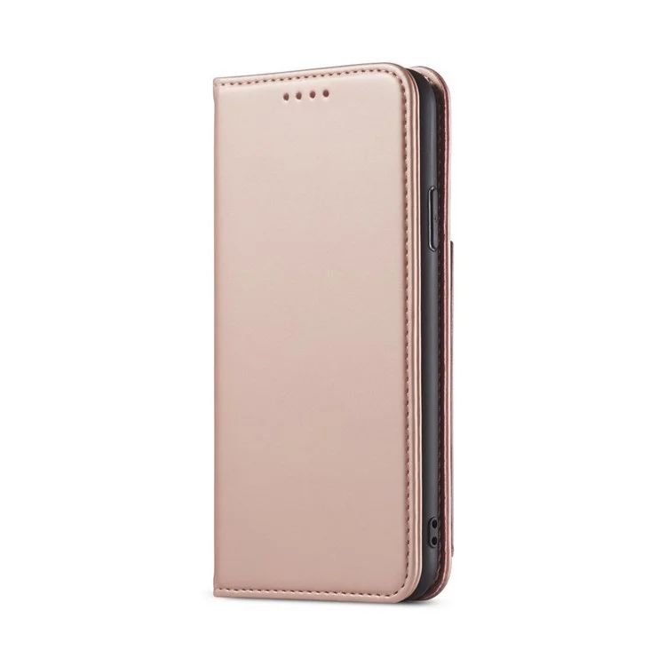 Liquid Silicone Touch Leather Stand Stand Caso Para Iphone 11 Pro 5,8 Polegadas - Rosa Ouro