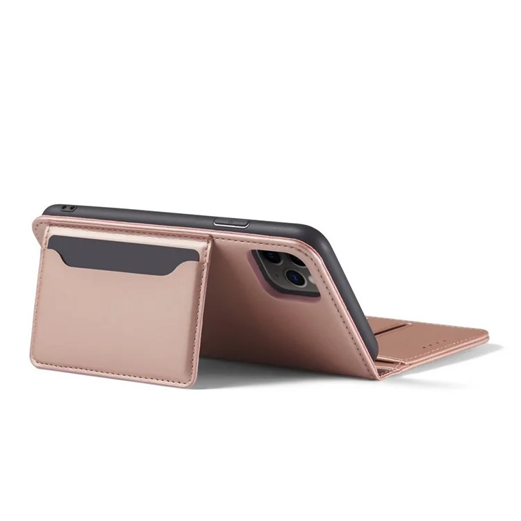 Liquid Silicone Touch Leather Wallet Stand Case for iPhone 11 Pro 5.8 inch - Rose Gold