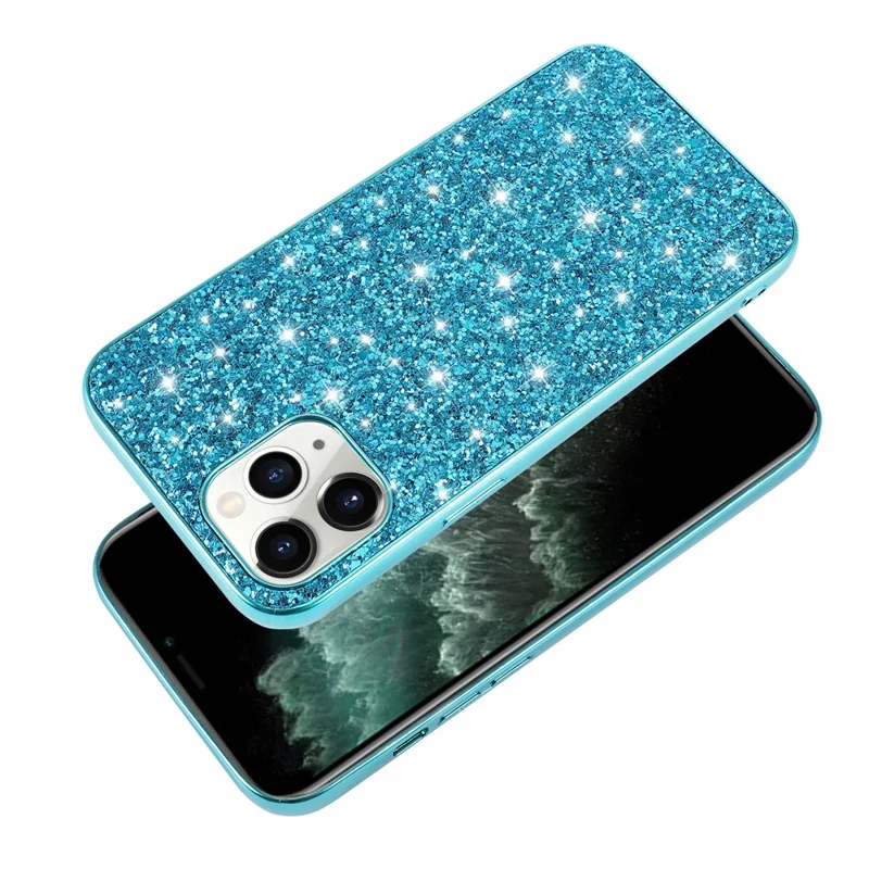 Glittering Sequins Plated TPU Frame + PC Shell for iPhone 12 mini - Blue