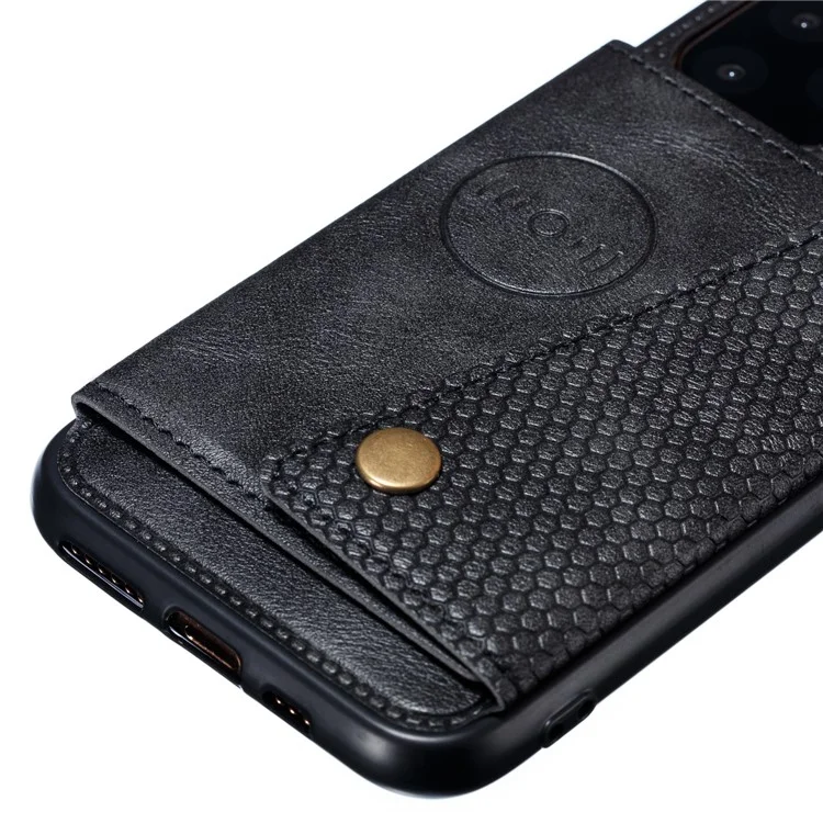 Cubierta de TPU Recubierta de Cuero PU [hoja Magnética de Vehículo Incorporada] Para Iphone 12 Pro Max 6.7 Pulgadas - Negro