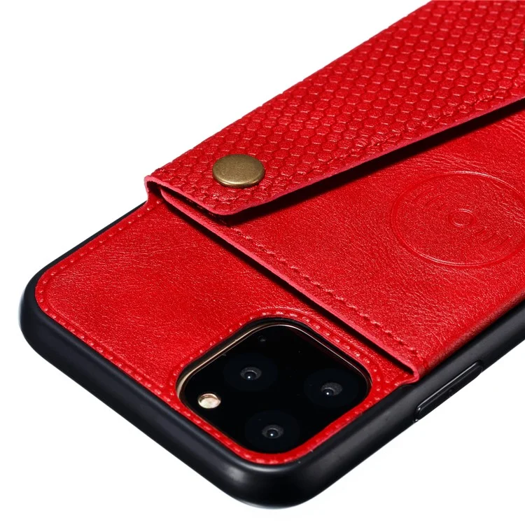 PU Leather Coated TPU Cover [Built-in Vehicle Magnetic Sheet] for iPhone 12 Pro Max 6.7-inch - Red