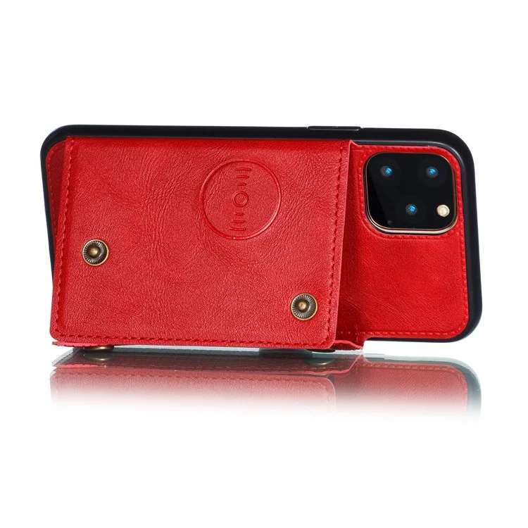 PU Leather Coated TPU Cover [Built-in Vehicle Magnetic Sheet] for iPhone 12 Pro Max 6.7-inch - Red