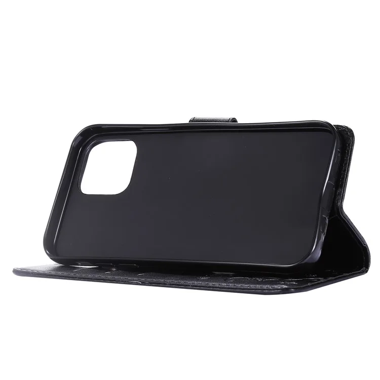 Impronta Copertina in Pelle Fiore Farfalla Con Portafoglio Per Iphone 12 Pro/12 - Nero