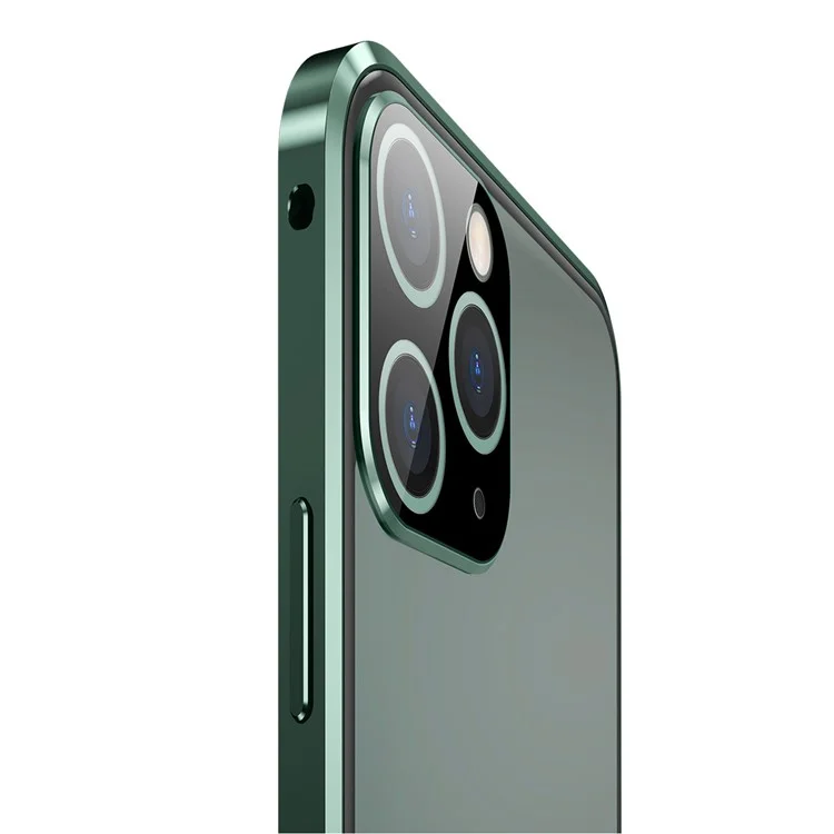 Estrutura de Metal de Instalação Magnética + Case de Cobertura de Vidro Temperado HD de Dupla Face Para Iphone 11 Pro 5,8 Polegadas - Verde