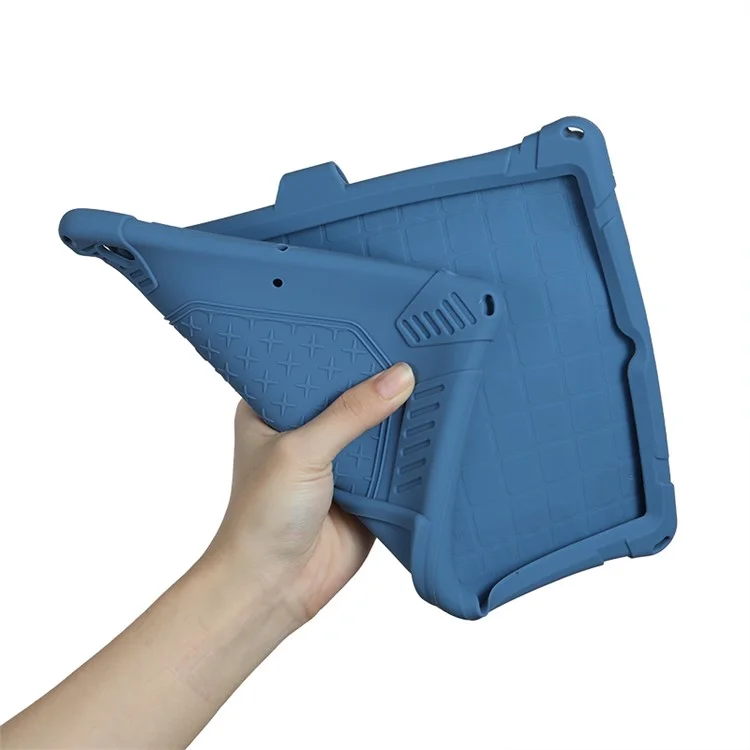 caixa de silicone macio do kickstand pc com corda pendurada para apple ipad 9,7 polegadas (2018)/ ipad 9,7 polegadas (2017) / ipad 5 / ipad 6 - azul