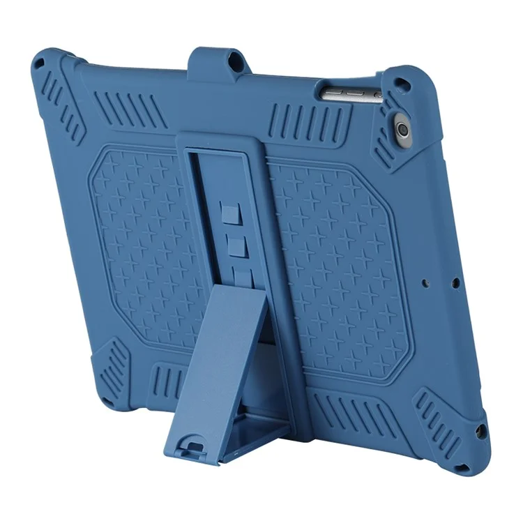 caixa de silicone macio do kickstand pc com corda pendurada para apple ipad 9,7 polegadas (2018)/ ipad 9,7 polegadas (2017) / ipad 5 / ipad 6 - azul