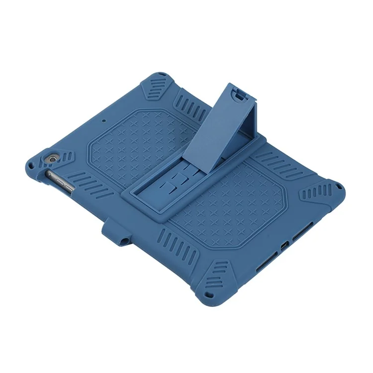caixa de silicone macio do kickstand pc com corda pendurada para apple ipad 9,7 polegadas (2018)/ ipad 9,7 polegadas (2017) / ipad 5 / ipad 6 - azul