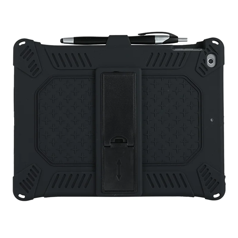 Kickstand PC Soft Silicone Case with Hanging Rope for Apple iPad 9.7-inch (2018)/ iPad 9.7-inch (2017) / iPad 5 / iPad 6 - Black