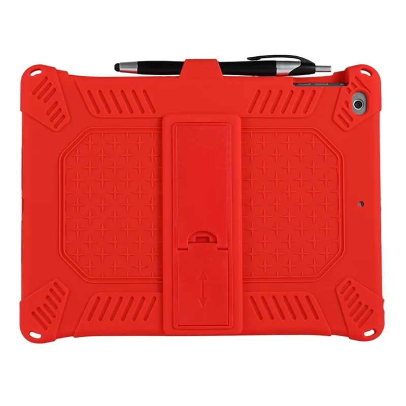 Kickstand PC Soft Silicone Case with Hanging Rope for Apple iPad 9.7-inch (2018)/ iPad 9.7-inch (2017) / iPad 5 / iPad 6 - Red