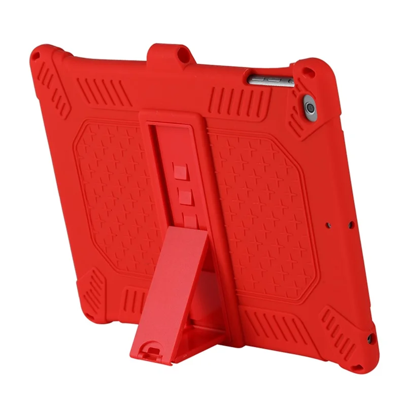 Kickstand PC Soft Silicone Case with Hanging Rope for Apple iPad 9.7-inch (2018)/ iPad 9.7-inch (2017) / iPad 5 / iPad 6 - Red