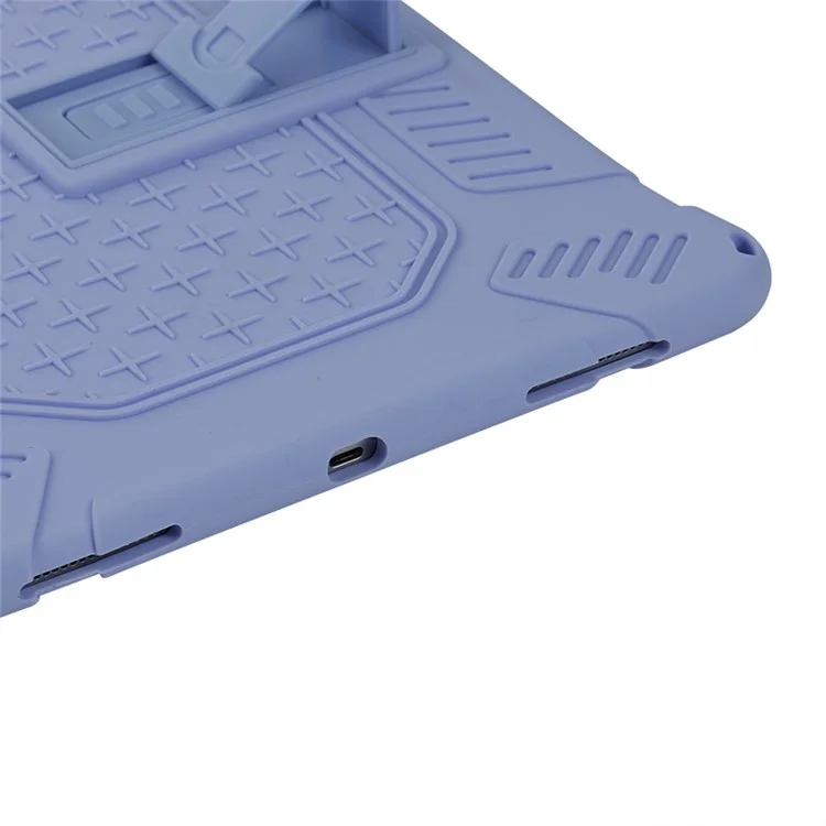 Custodia in Silicone Morbido PC Kickstand Con Corda Sospesa Per Ipad Pro 12,9 Pollici (2021) (2020) / Ipad Pro 12,9 Pollici (2018) - Viola