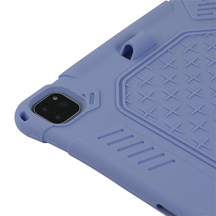 Kickstand PC Soft Capa de Silicone com Corda de Suspensão para iPad Pro 12.9 (2022) (2021) (2020) / (2018) - Roxo