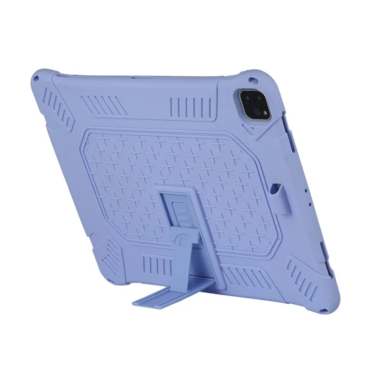 Custodia in Silicone Morbido PC Kickstand Con Corda Sospesa Per Ipad Pro 12,9 Pollici (2021) (2020) / Ipad Pro 12,9 Pollici (2018) - Viola