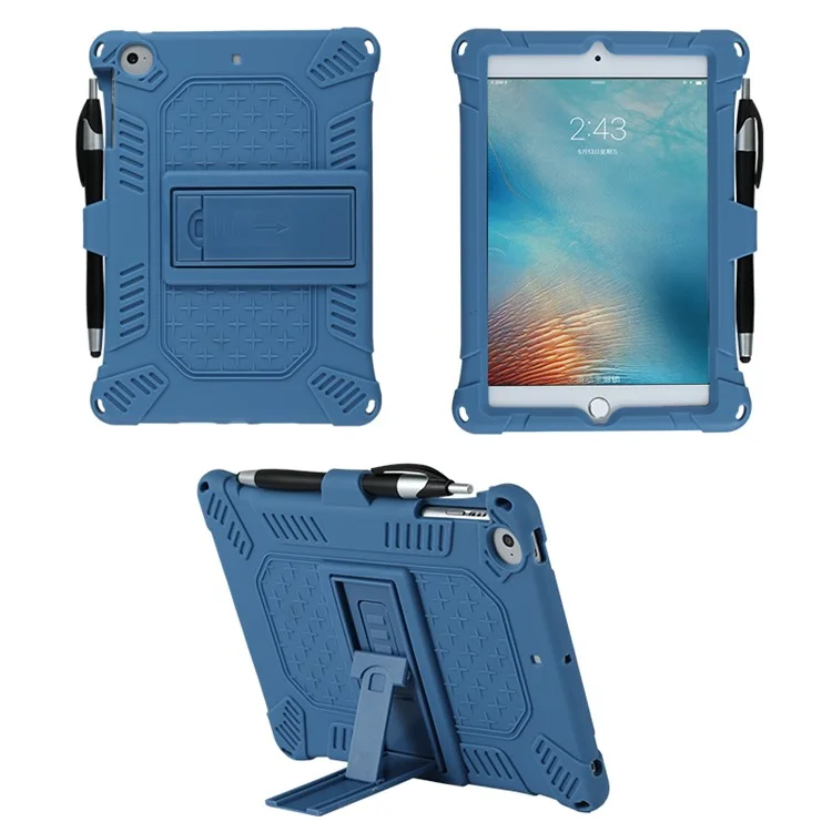 Case de Silicona Suave Para PC Kickstand Con Cuerda Colgante Para Apple Ipad Mini (2019) 7.9 Pulgadas/4/3/2/1 - Azul