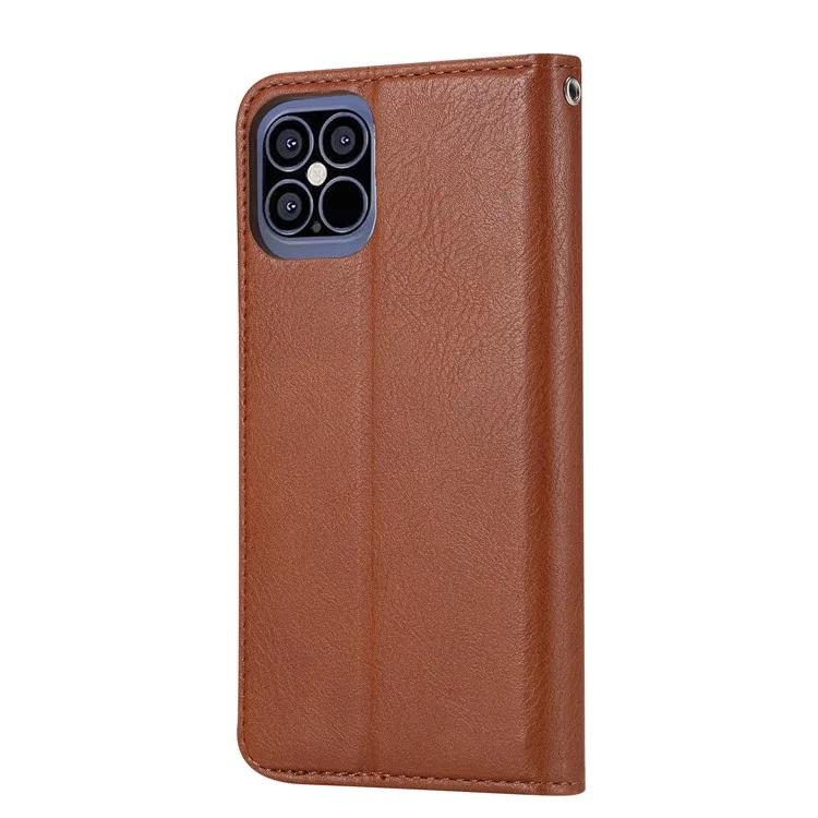 Classic Classic Auto-absorbed Leather Wallet Phone Shell Para Iphone 12 Pro Max 6,7 Polegadas - Castanho