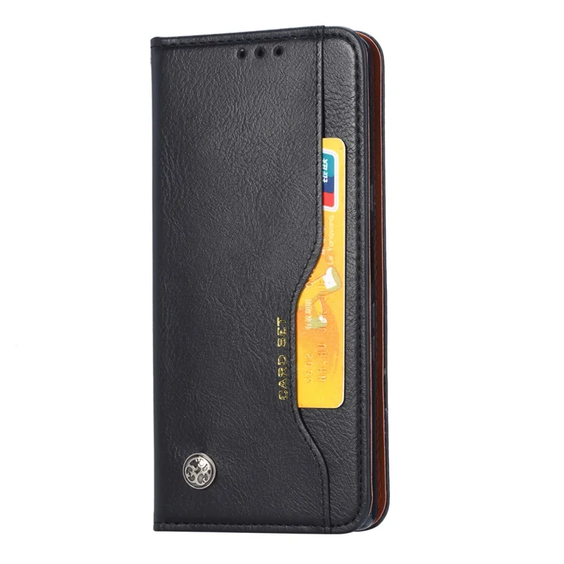 Classic Auto-absorbed Leather Wallet Cover with Stand for iPhone 12 Pro/12 - Black