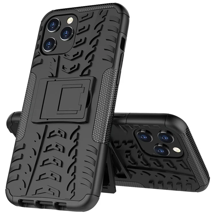 Cool Pneu Híbrido PC + TPU Caixa de Telefone Com Kickstand Para Iphone 12 Pro Max 6,7 Polegadas - Preto