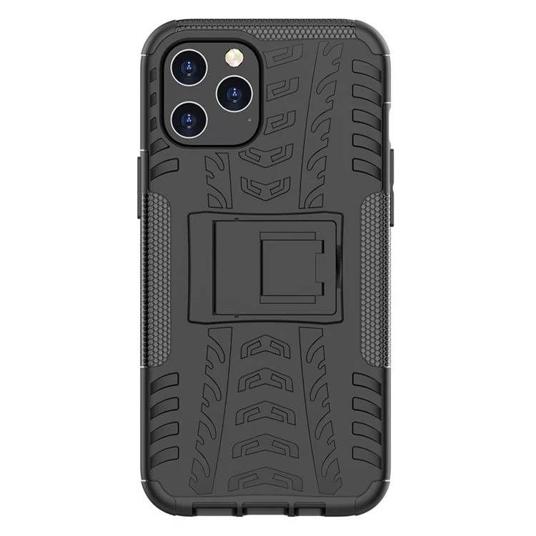 Cool Tyre Hybrid PC + TPU Phone Case with Kickstand for iPhone 12 Pro Max 6.7 inch - Black