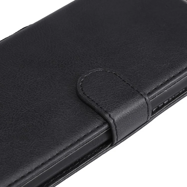 Serie KT Leather-2 Custodia protettiva in pelle tinta unita con supporto portafoglio per iPhone 12 Pro Max 6,7 pollici - Nero