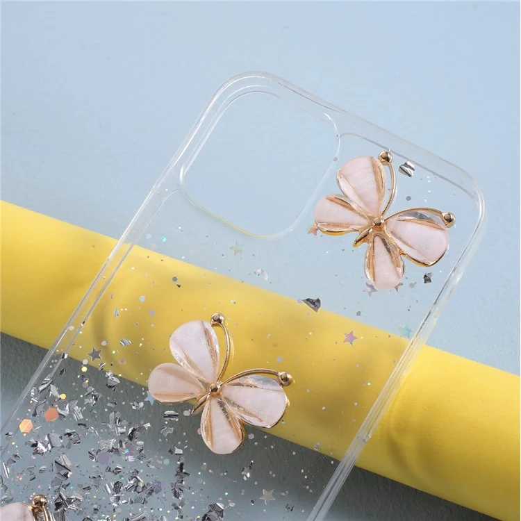 3D Patterfly Pattern Epoxy Tpu Shell Case Для Iphone 12 Mini - Прозрачный