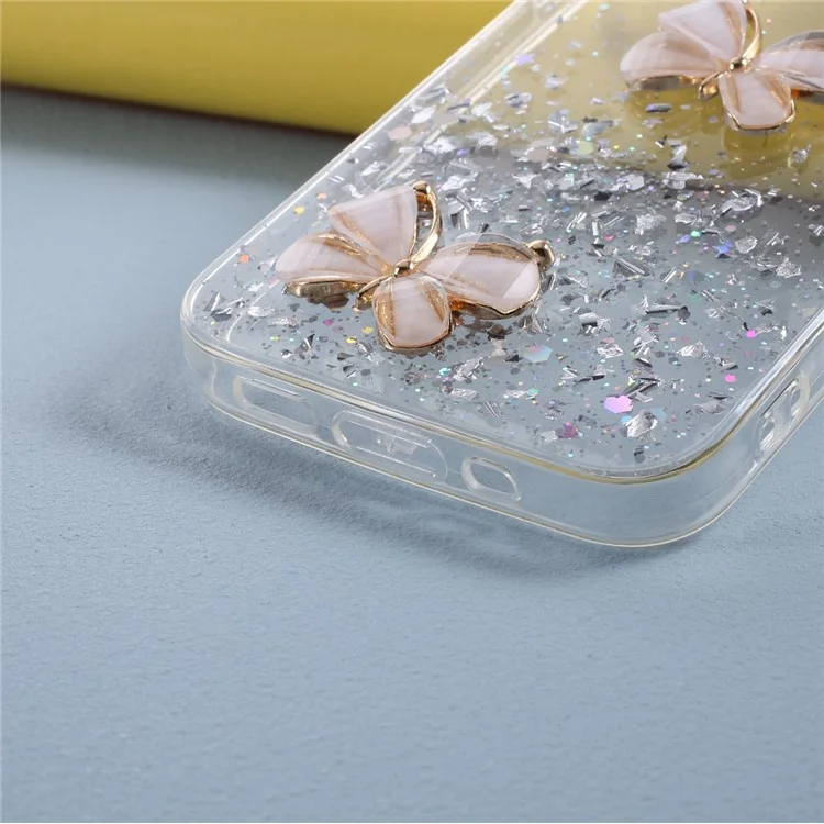Case de Carcasa TPU de Patrón de Mariposa 3D Para Iphone 12 Mini - Transparente