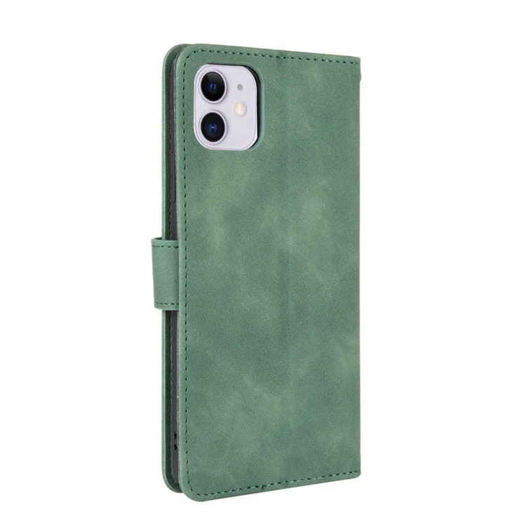 Skin-touch PU Leather Wallet Protective Cover for iPhone 12 Pro/12 - Green