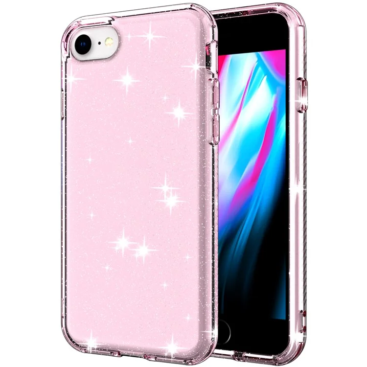 Glittery Powder TPU Phone Case Covering for iPhone SE (2nd Generation)/8/7 - Pink