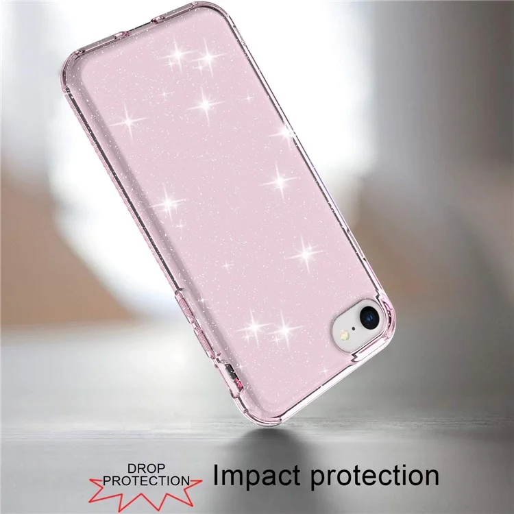 Glittery Powder TPU Phone Case Covering for iPhone SE (2nd Generation)/8/7 - Pink