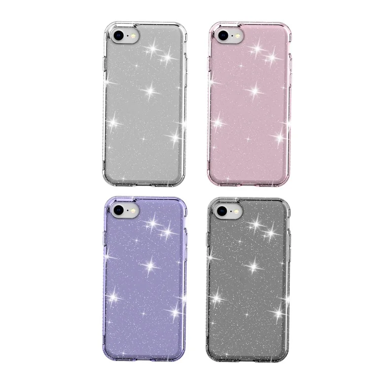 Glittery Powder TPU Phone Case Covering for iPhone SE (2nd Generation)/8/7 - Pink