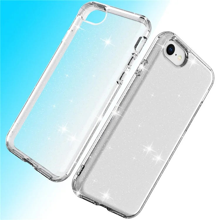 Glittery Powder TPU Phone Case Covering for iPhone SE (2nd Generation)/8/7 - Transparent