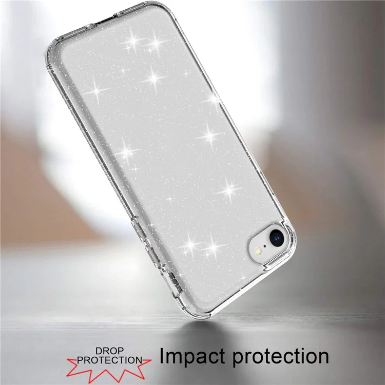 Glittery Powder TPU Phone Case Covering for iPhone SE (2nd Generation)/8/7 - Transparent
