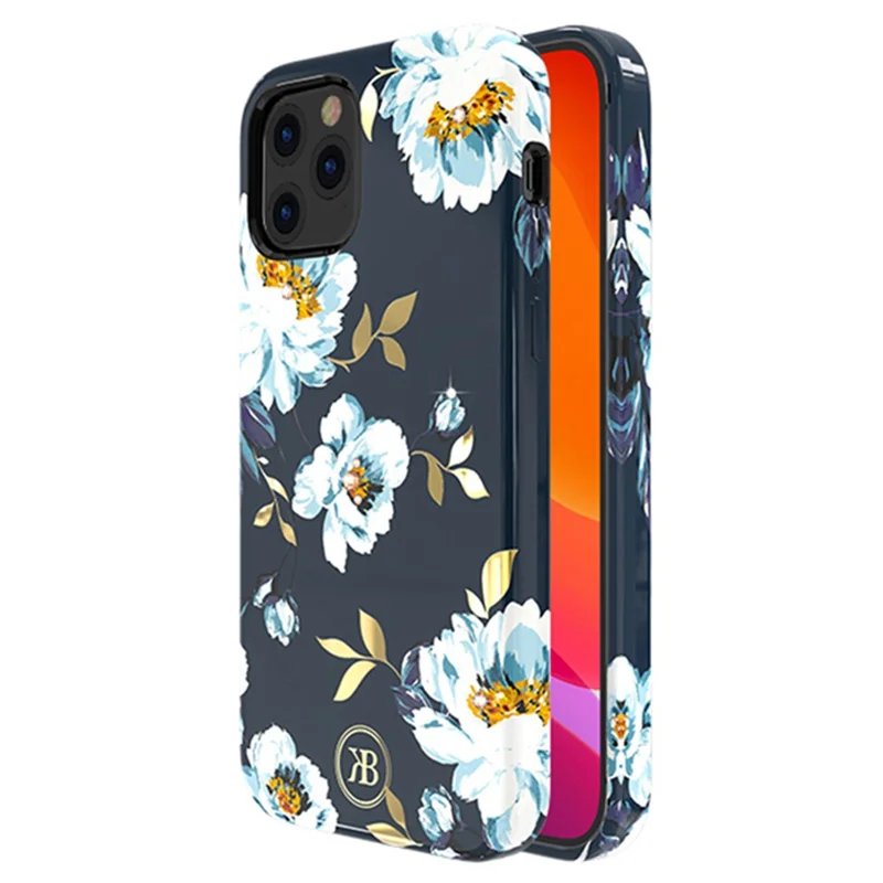 KINGXBAR Flower Series PC with Magnetic Sheet Cell Phone Shell for iPhone 12 Pro Max 6.7 inch - Gardenia