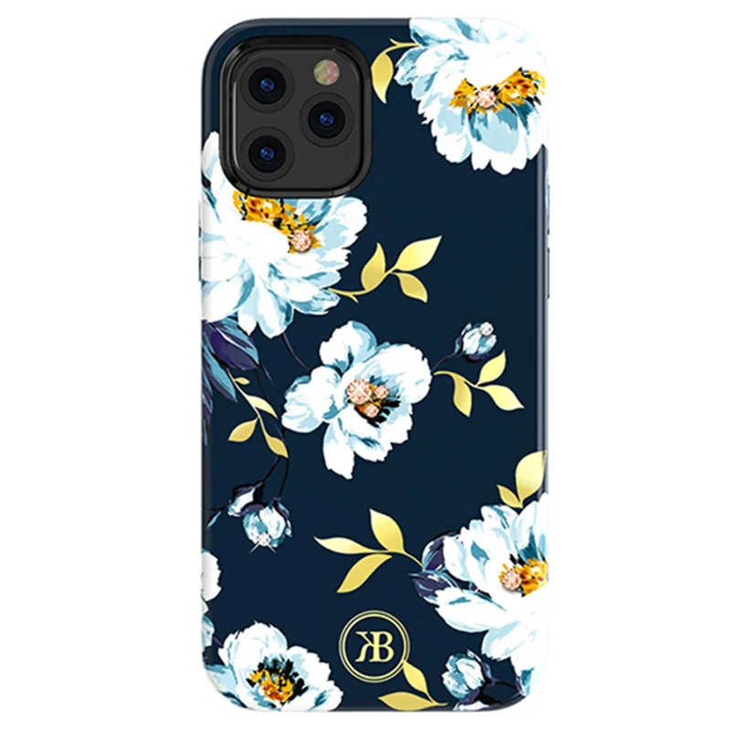 KINGXBAR Flower Series PC with Magnetic Sheet Cell Phone Shell for iPhone 12 Pro Max 6.7 inch - Gardenia