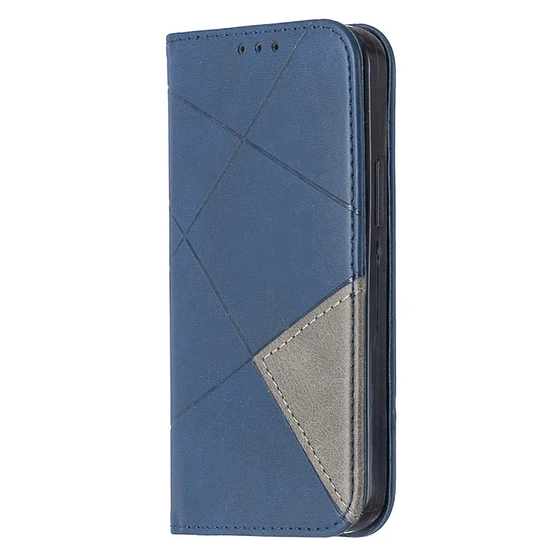 Geometric Pattern Leather Stand Case with Card Slots for iPhone 12 mini 5.4 inch - Blue