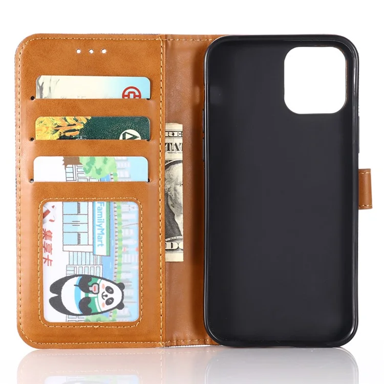 Jean Cloth Texture Wallet Stand Flip Leather Case for iPhone 12 Pro/12 - Dark Blue