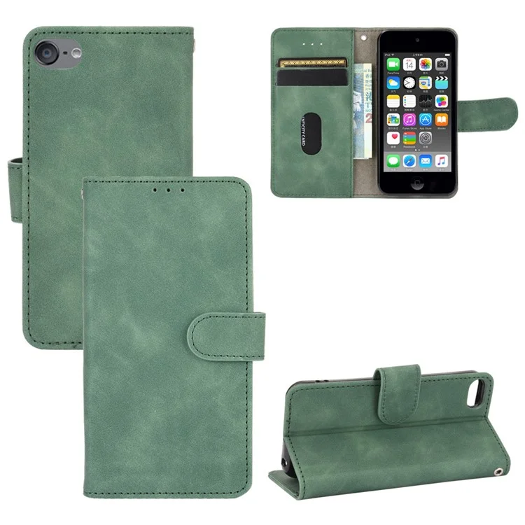 Leather PU de Skin-touch Con Carcasa de Billetera Para Ipod Touch (2019)/6/5 - Verde