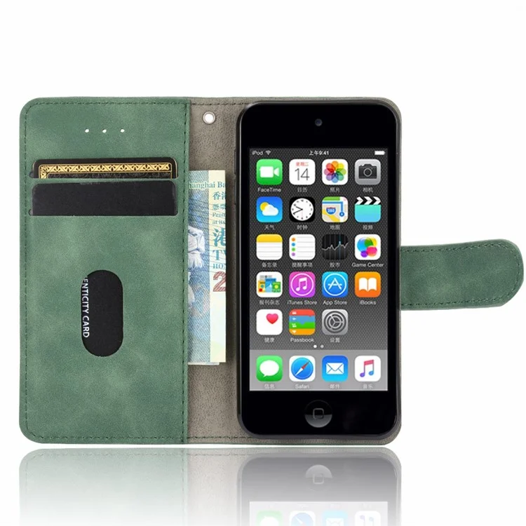 Skin-touch PU Leather with Wallet Shell for iPod Touch (2019)/6/5 - Green