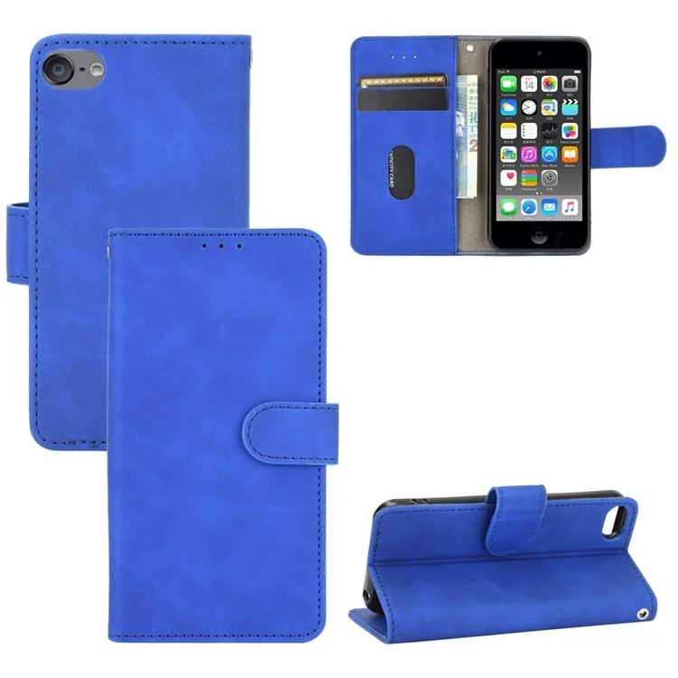 Skin-touch PU Couro Com Carteira Para Ipod Touch (2019)/6/5 - Azul