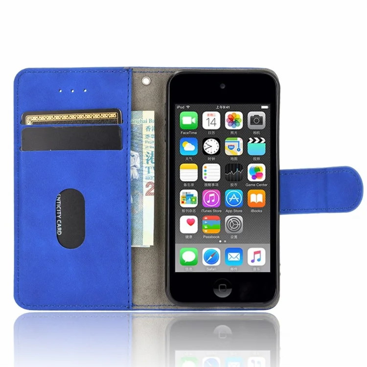 Skin-touch PU Couro Com Carteira Para Ipod Touch (2019)/6/5 - Azul