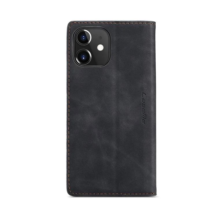 CASEME 013 Series Wallet Stand Auto-absorbed Leather Cover for iPhone 12 mini - Black