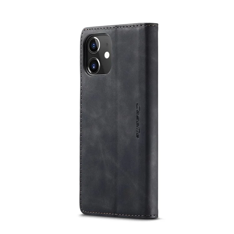 CASEME 013 Series Wallet Stand Auto-absorbed Leather Cover for iPhone 12 mini - Black