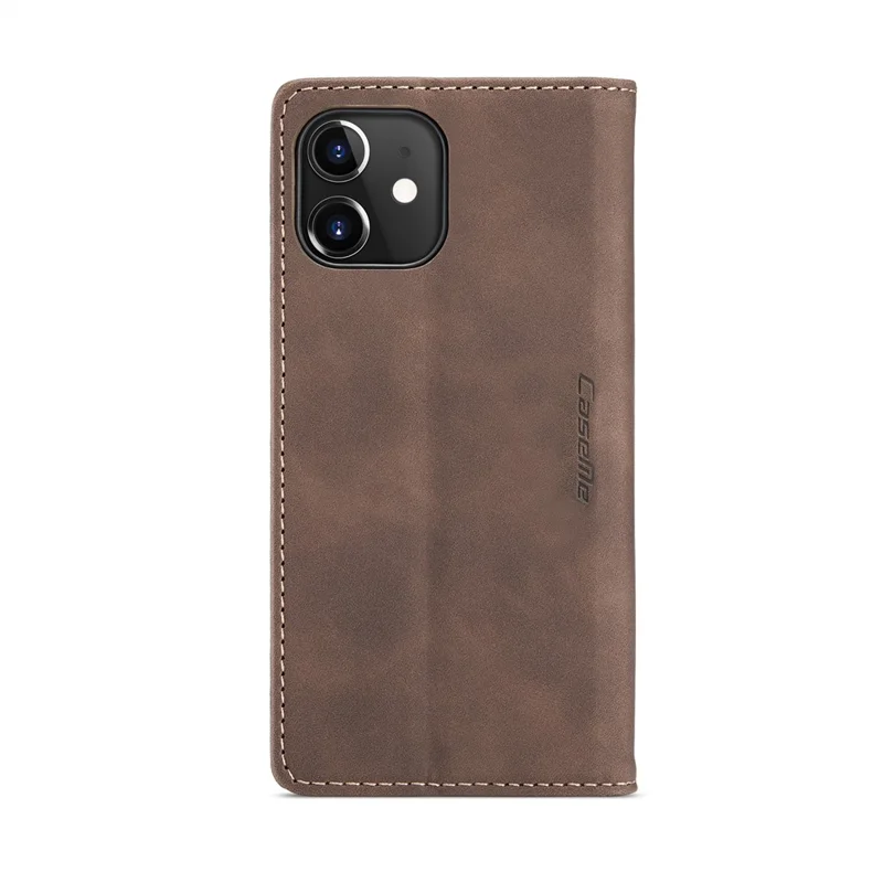 CASEME 013 Series Wallet Stand Auto-absorbed Leather Cover for iPhone 12 mini - Coffee