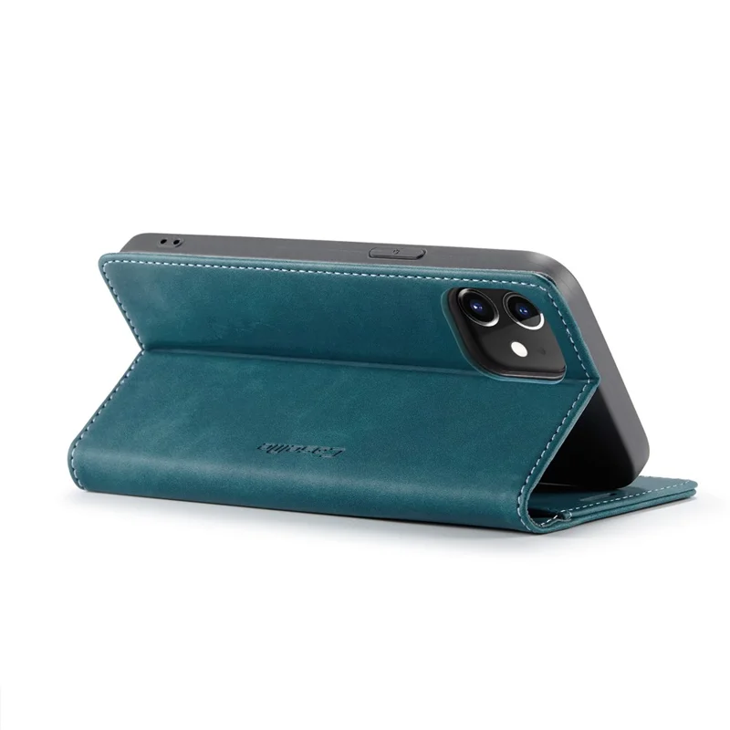 CASEME 013 Series For iPhone 12 Pro/12 Auto-absorbed Leather Stand Cover Flip Shell with Wallet - Green