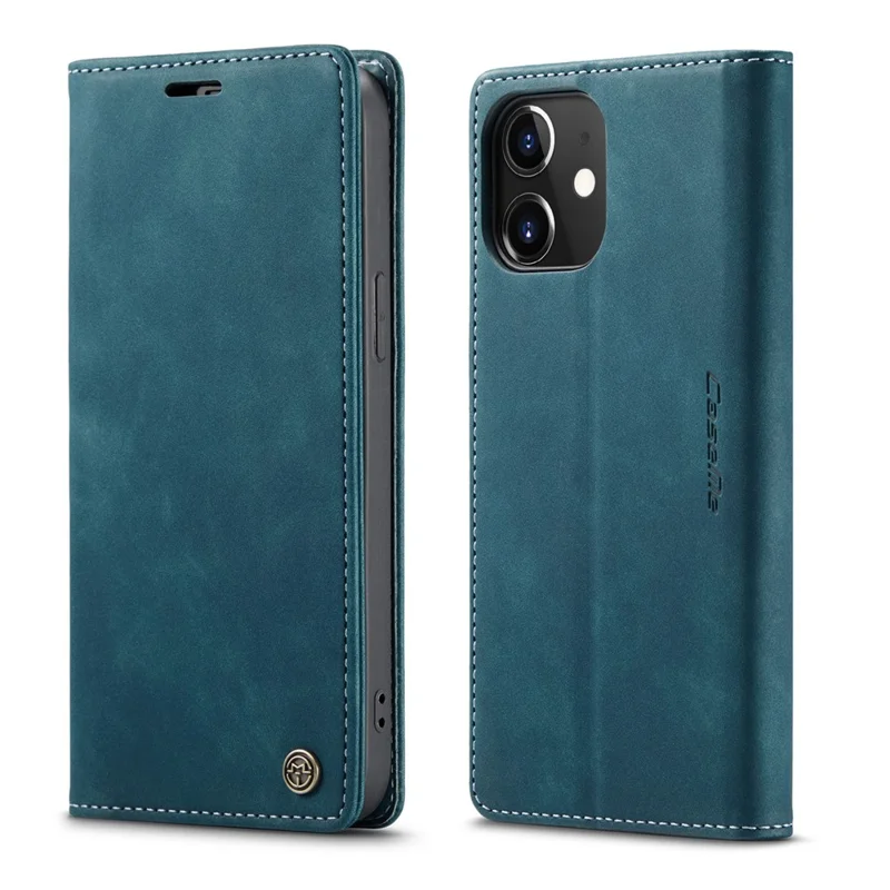 CASEME 013 Series For iPhone 12 Pro/12 Auto-absorbed Leather Stand Cover Flip Shell with Wallet - Green