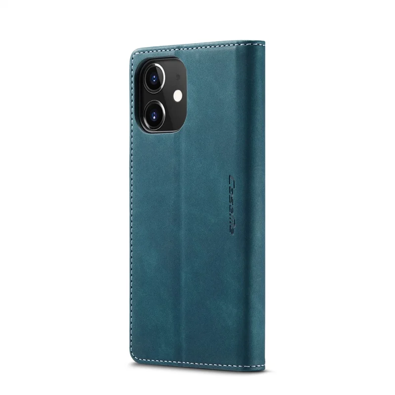 CASEME 013 Series For iPhone 12 Pro/12 Auto-absorbed Leather Stand Cover Flip Shell with Wallet - Green